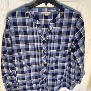 River & Rose Women's Long sleeve 100% cotton Blue and White Plaid Shirt 2xl